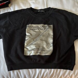 Black Shirt with Silver Print